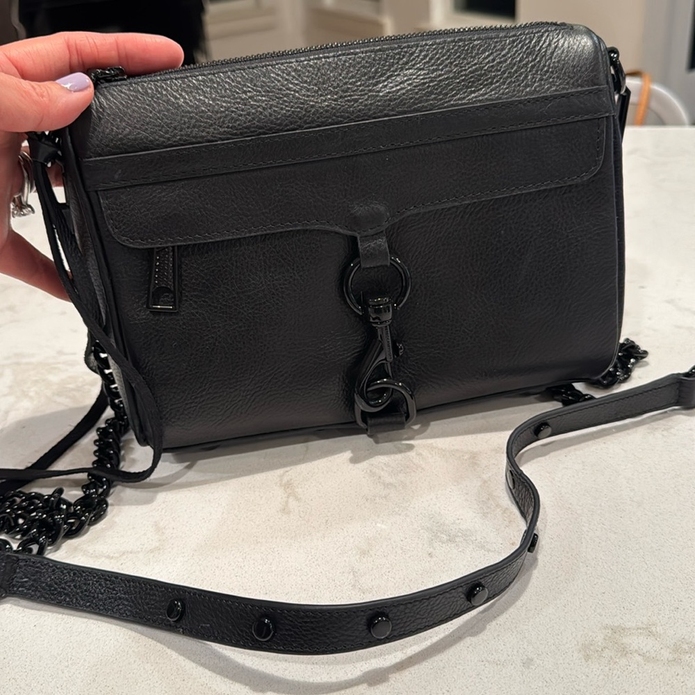 Authentic Rebecca Minkoff Mini MAC BLACK with black hardware🤩